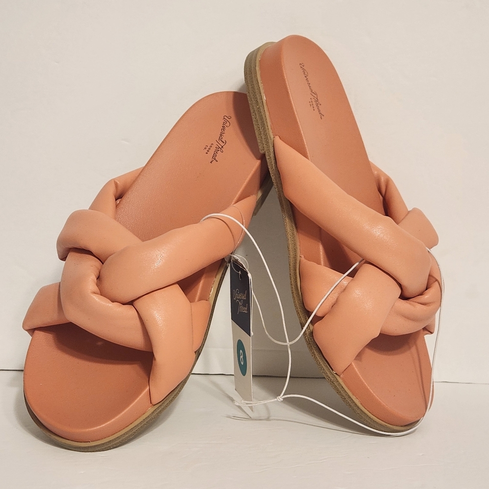 NWT Coral Knotted Slide Sandals